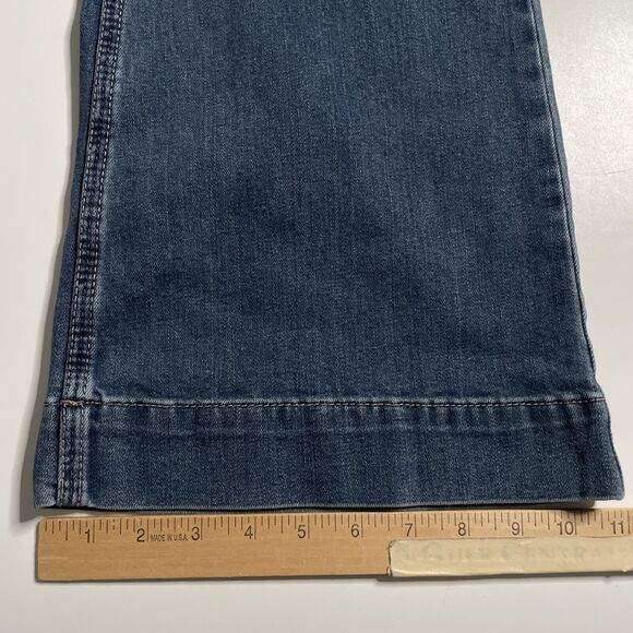 Free People 27 Jeans Flare Bell Bottom Flap Pocket Sailor Denim Missing Button - Picture 8 of 10